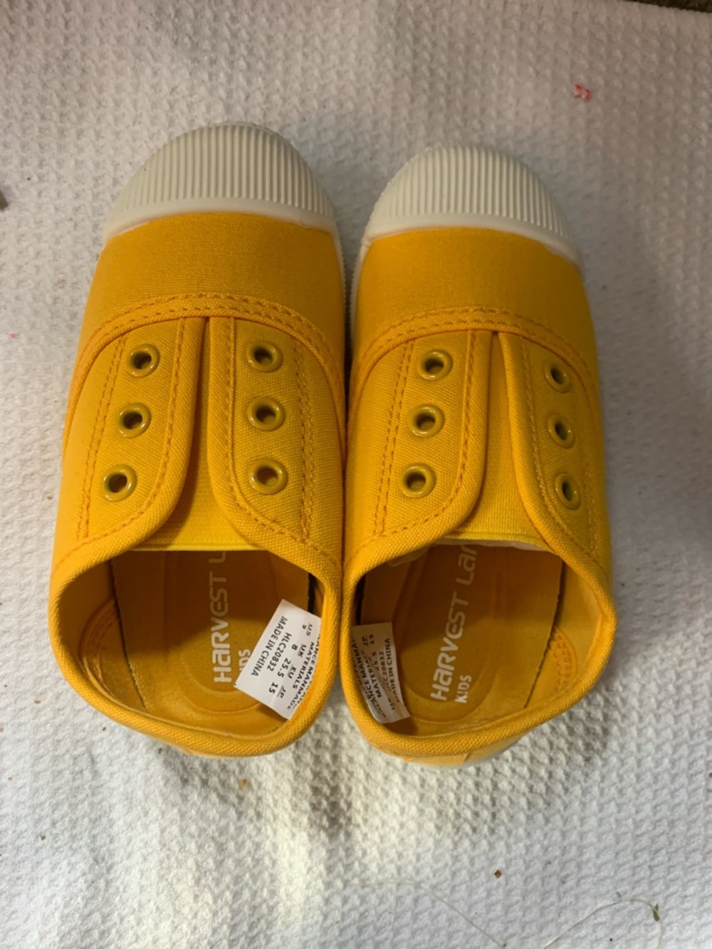 Kids Yellow Canvas Slip-On Sneakers